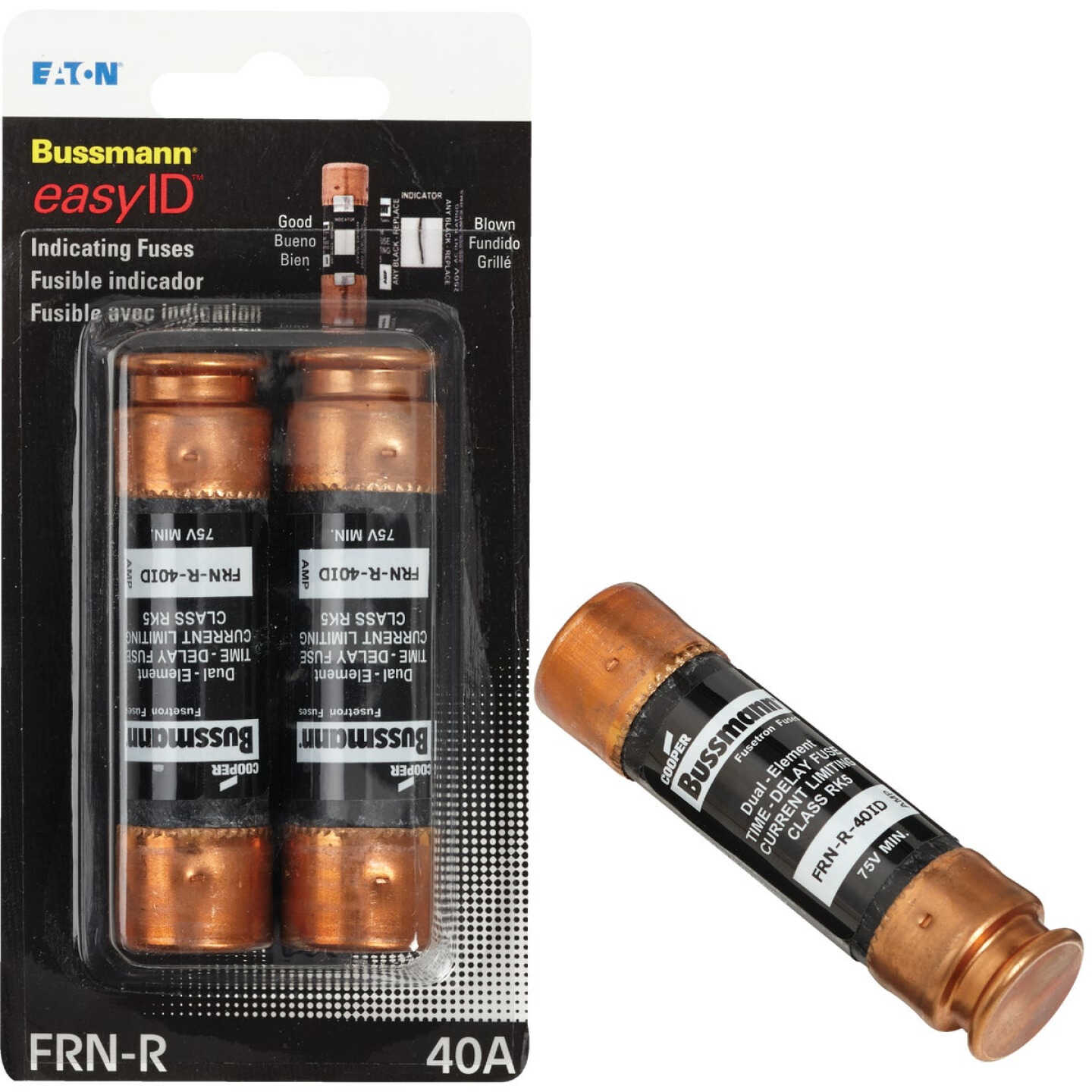 Bussmann 40A FRN-R Cartridge Heavy-Duty Time Delay Cartridge Fuse (2-Pack) Image 1