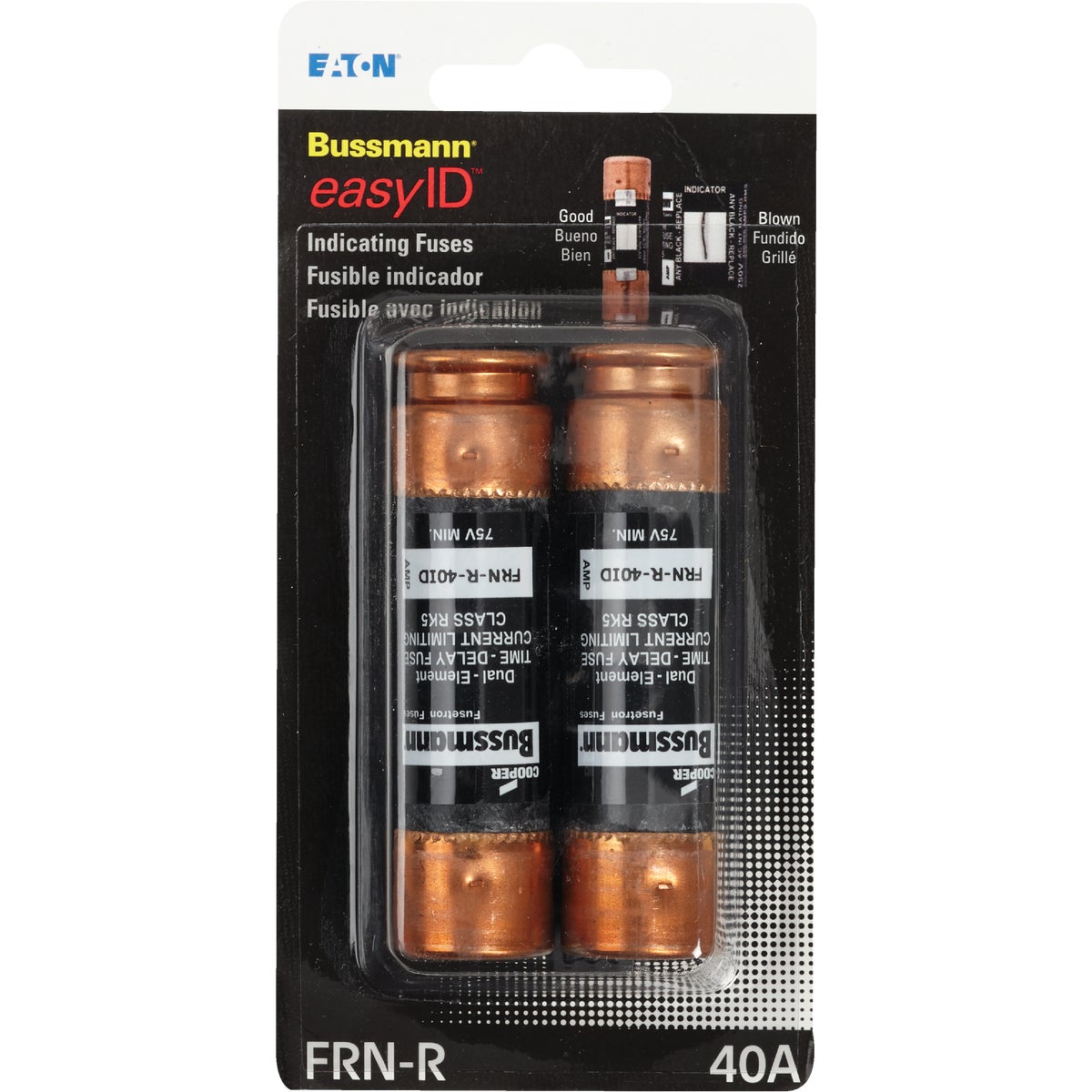 Bussmann 40A FRN-R Cartridge Heavy-Duty Time Delay Cartridge Fuse (2-Pack) Image 2