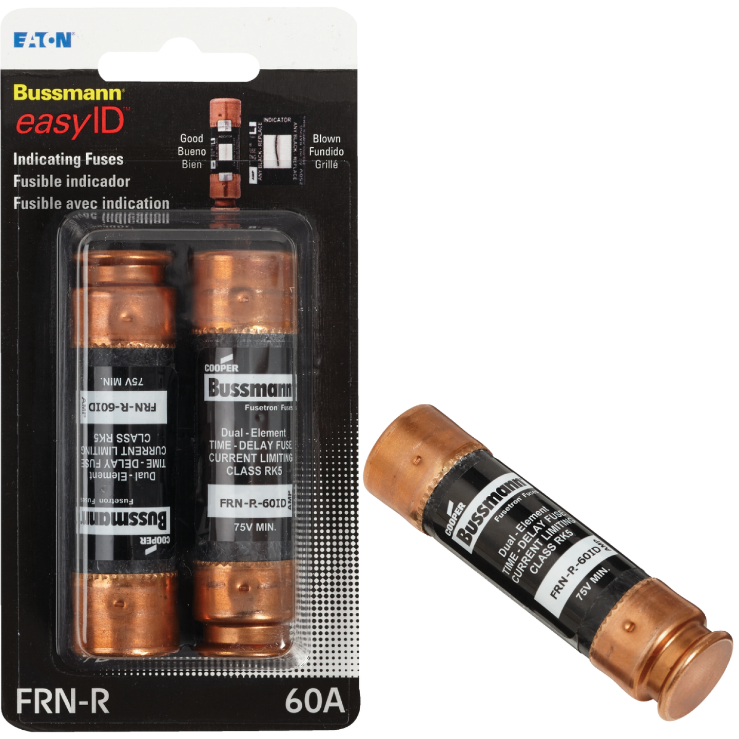 Bussmann 60A FRN-R Cartridge Heavy-Duty Time Delay Cartridge Fuse (2-Pack) Image 1