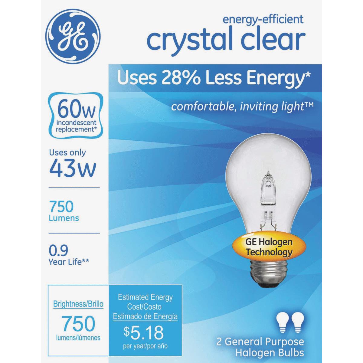 43W CLR MED HALOGEN BULB