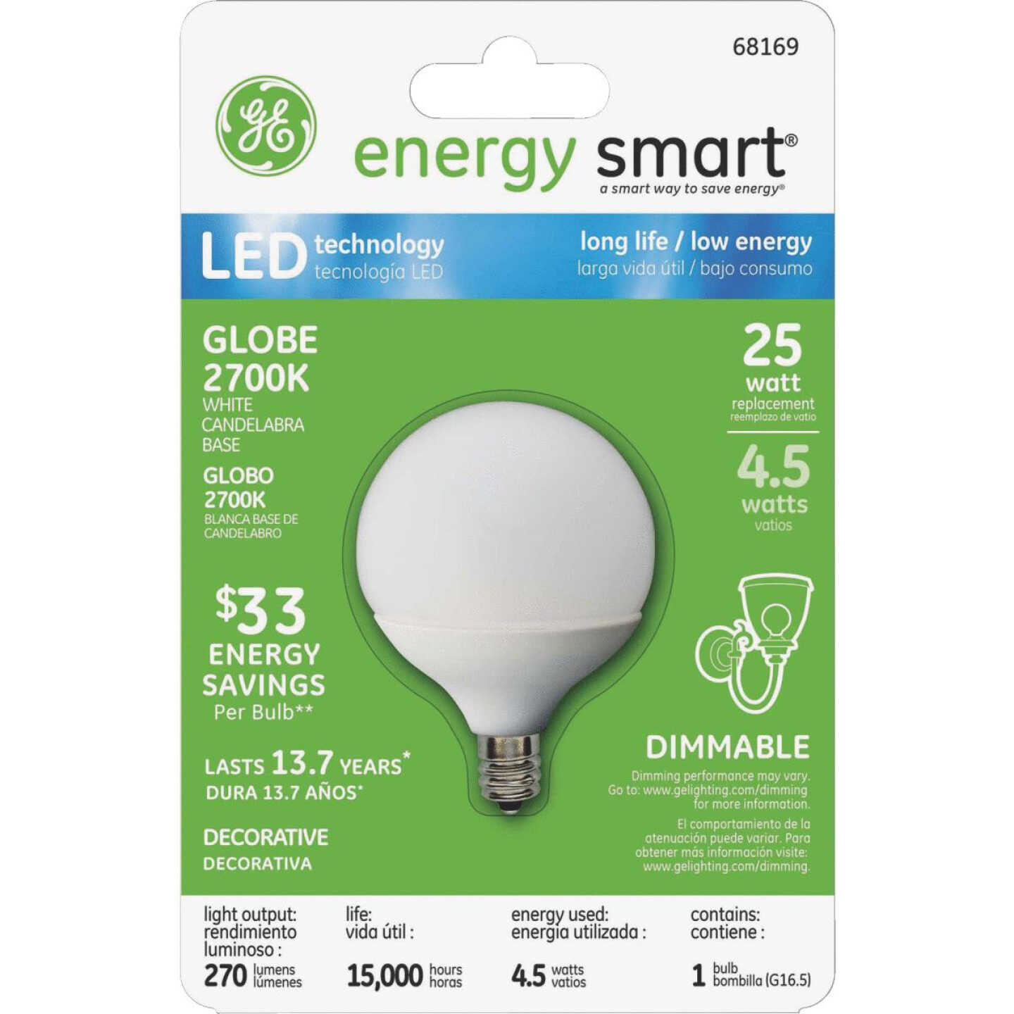 4.5W WHT G16.5 GLOBE Image 1