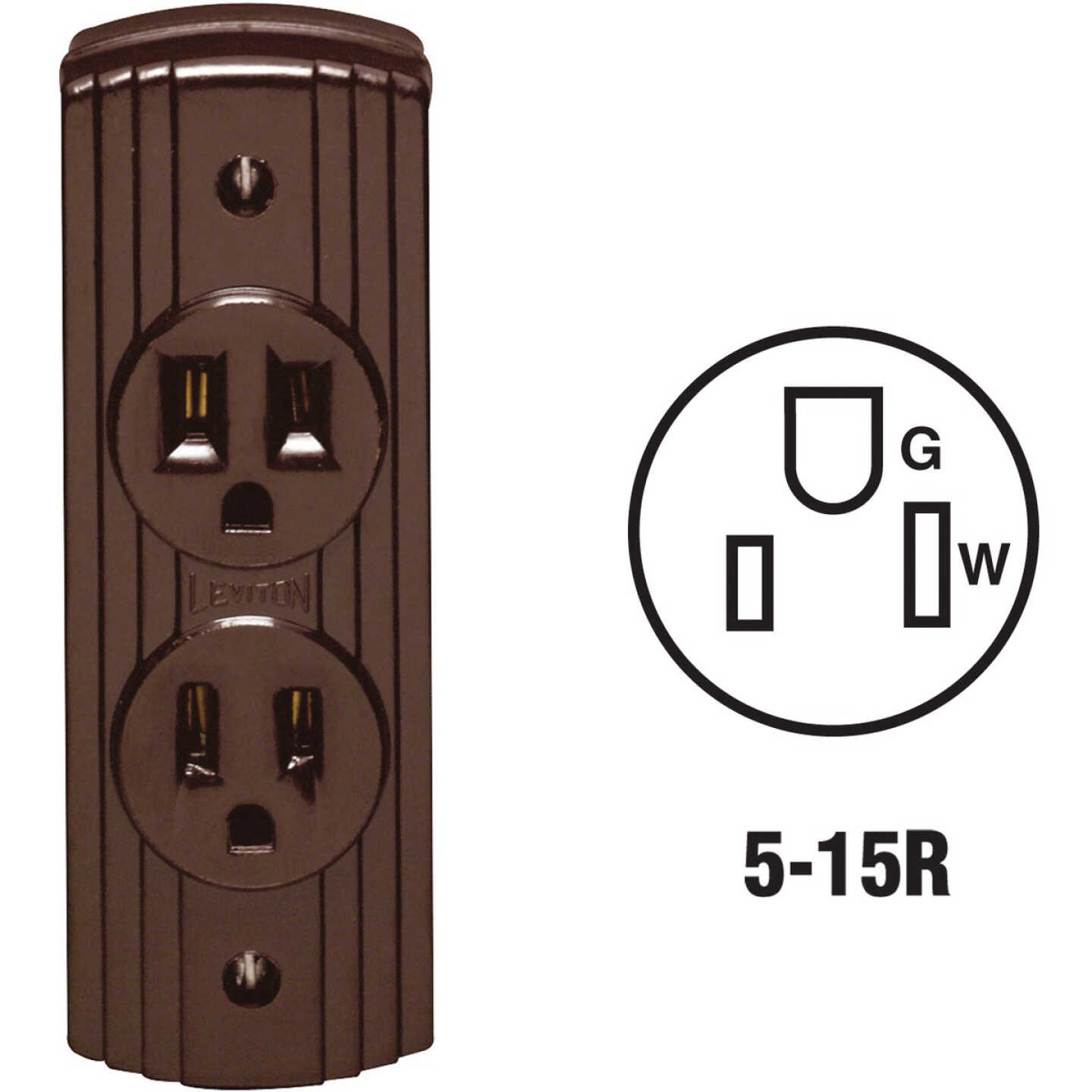Leviton 15A Surface Mount Brown 5-15R Power Outlet Image 1