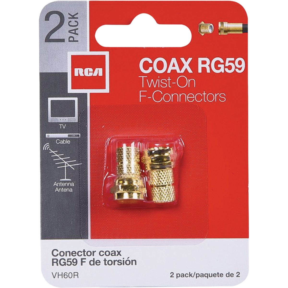 RCA RG59 Coaxial F-Connector (2-Pack)
