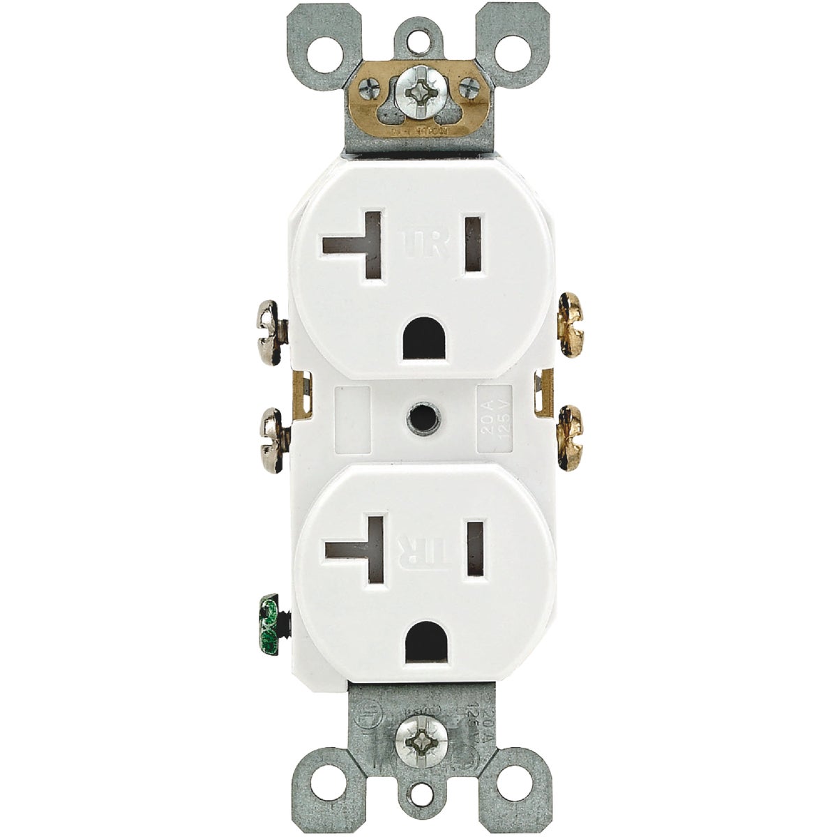 Leviton 20A White Tamper Resistant Residential Grade 5-20R Duplex Outlet Image 2