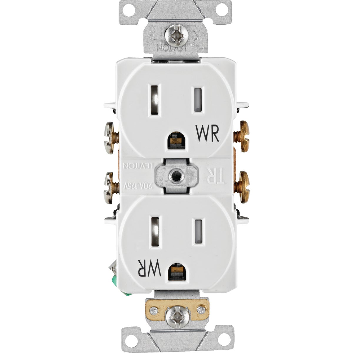 Leviton 15A White Tamper & Weather Resistant Commercial Grade 5-15R Duplex Outlet Image 2