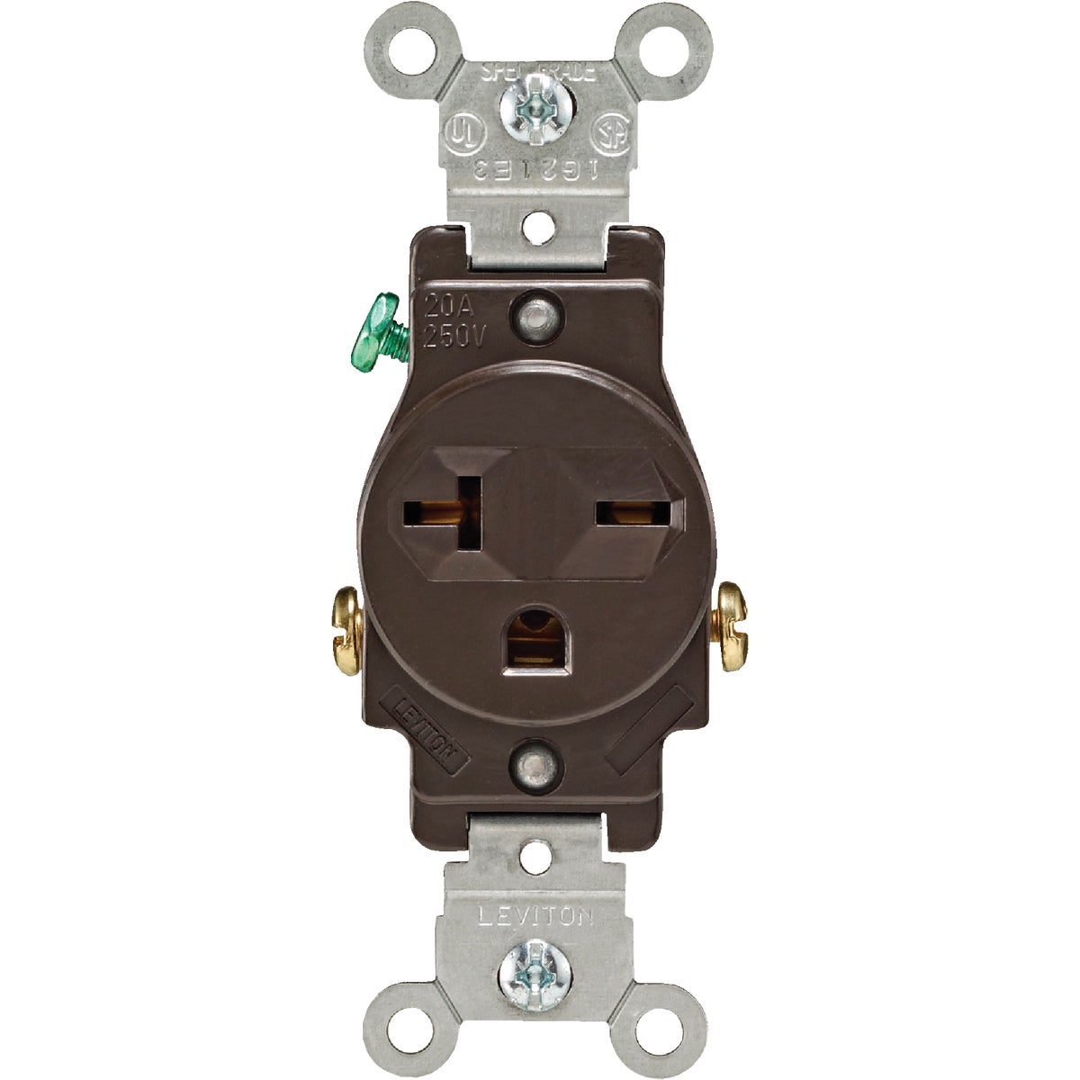 Leviton 20A Brown Heavy-Duty 6-20R Grounding Single Outlet Image 2