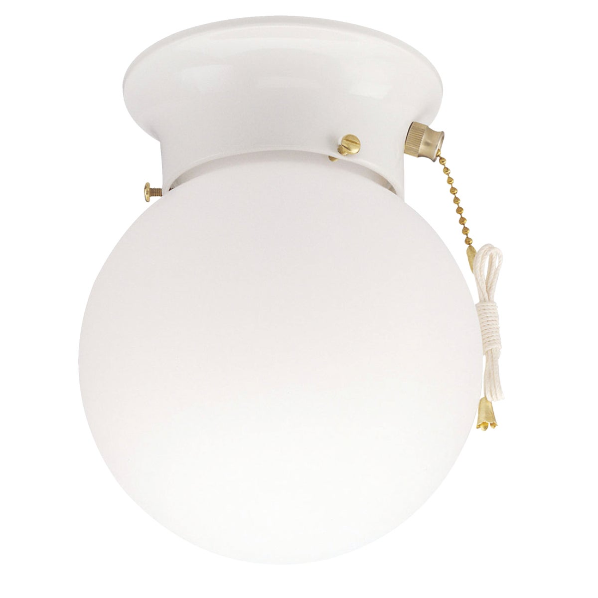 Canarm 6 In. White Incandescent Flush Mount Ceiling Light Fixture with Pull Chain