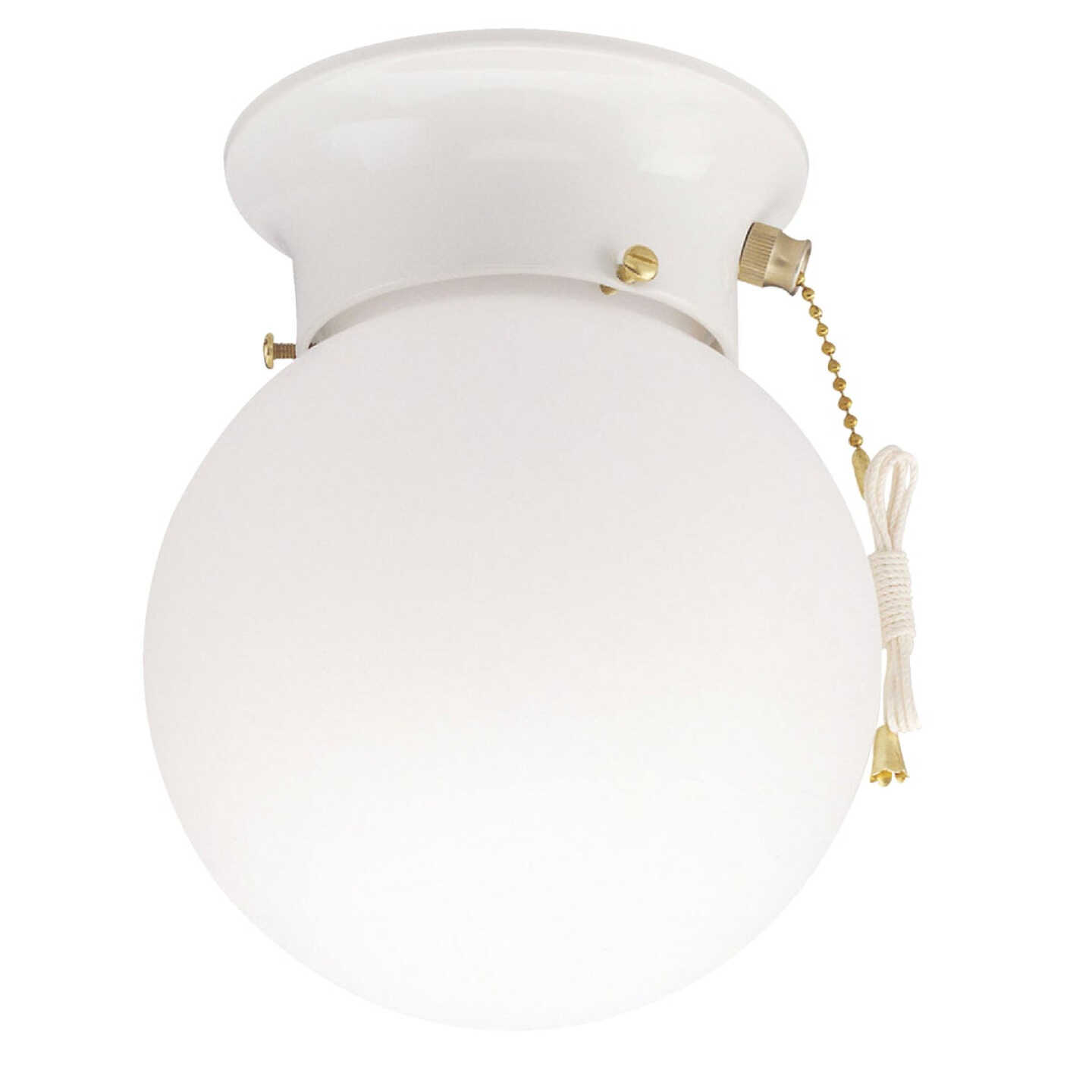 Canarm 6 In. White Incandescent Flush Mount Ceiling Light Fixture with Pull Chain Image 1