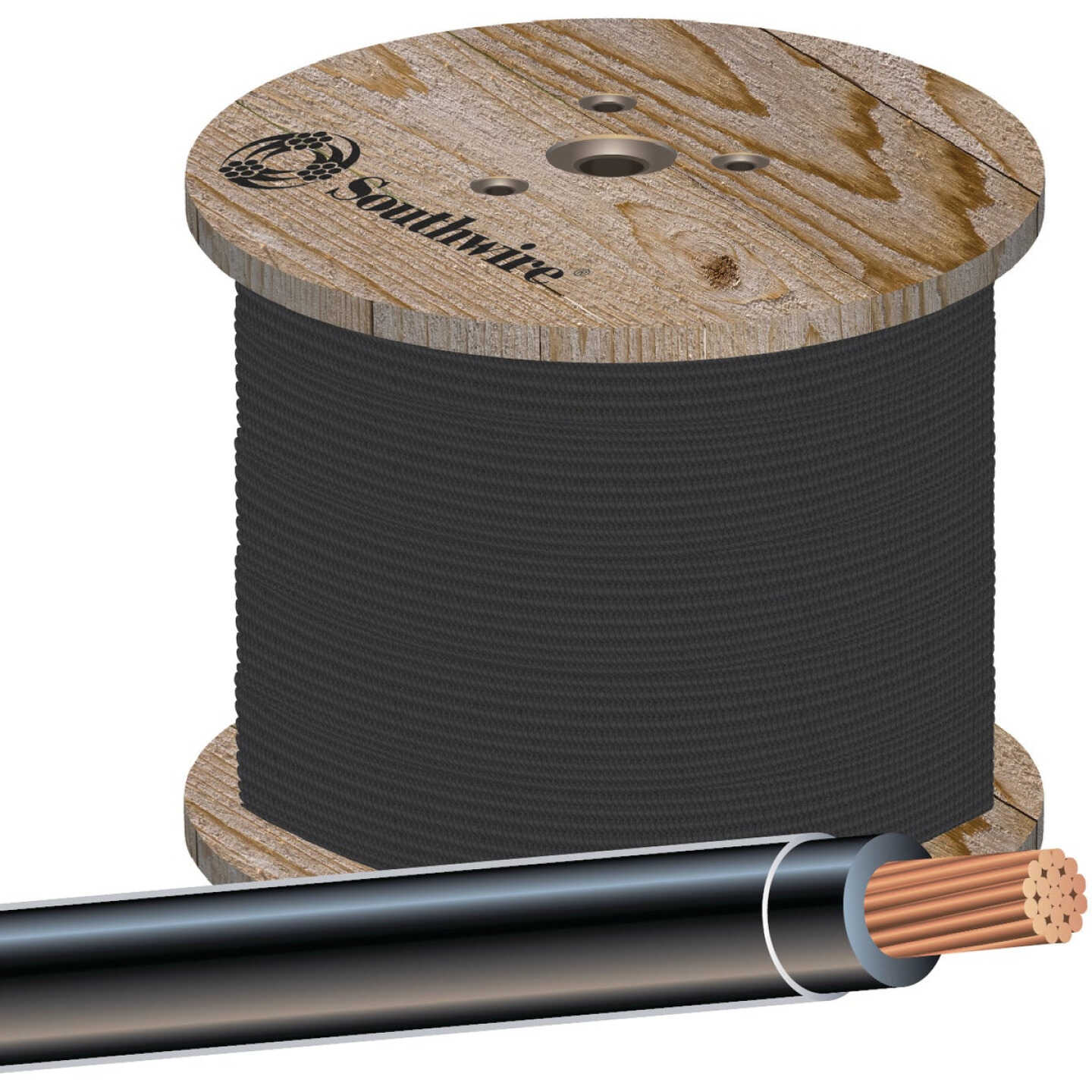 Southwire 500 Ft. 2 AWG Stranded Black THHN Electrical Wire Image 1