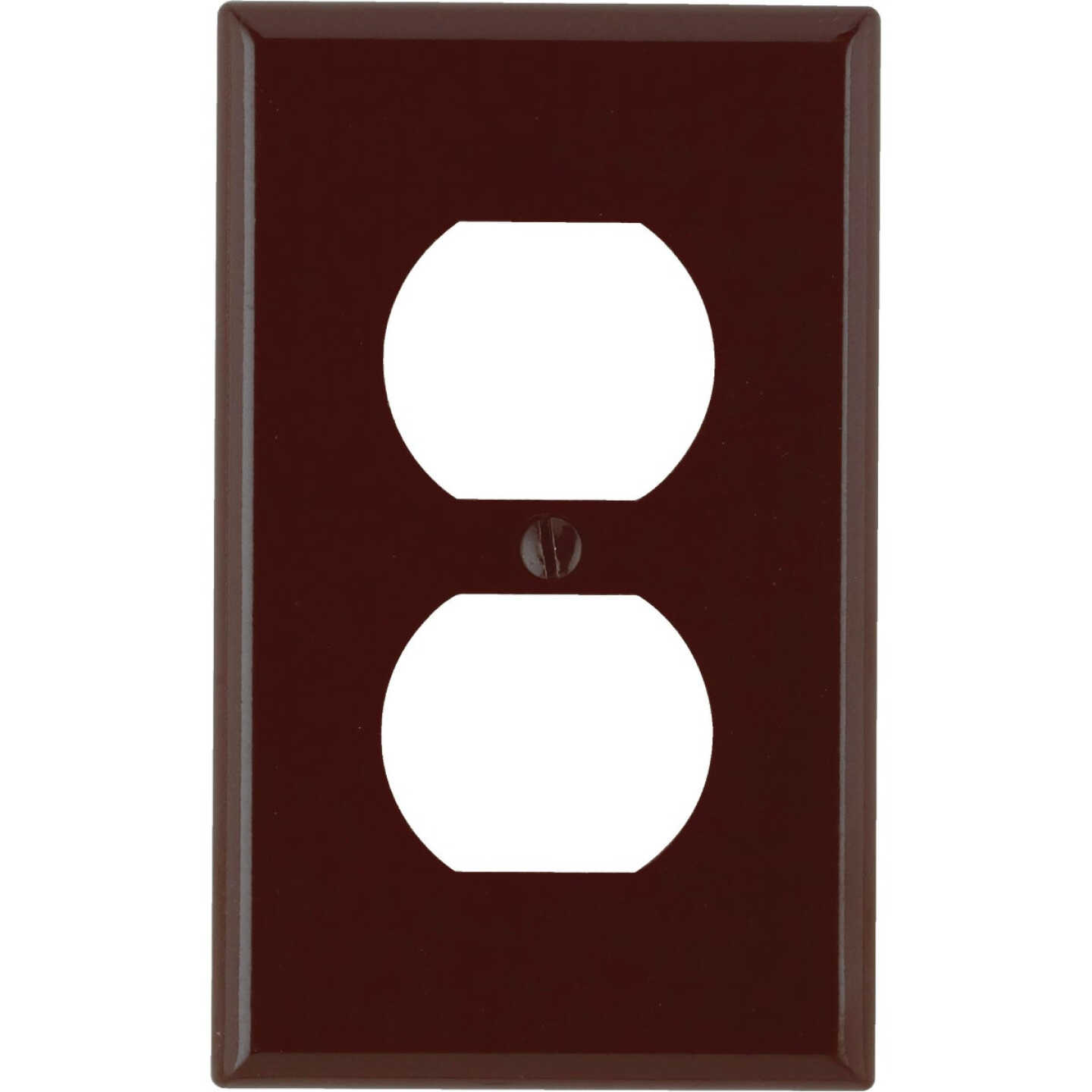 Leviton 1-Gang Smooth Plastic Outlet Wall Plate, Brown Image 1