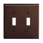 Leviton 2-Gang Plastic Toggle Switch Wall Plate, Brown Image 1