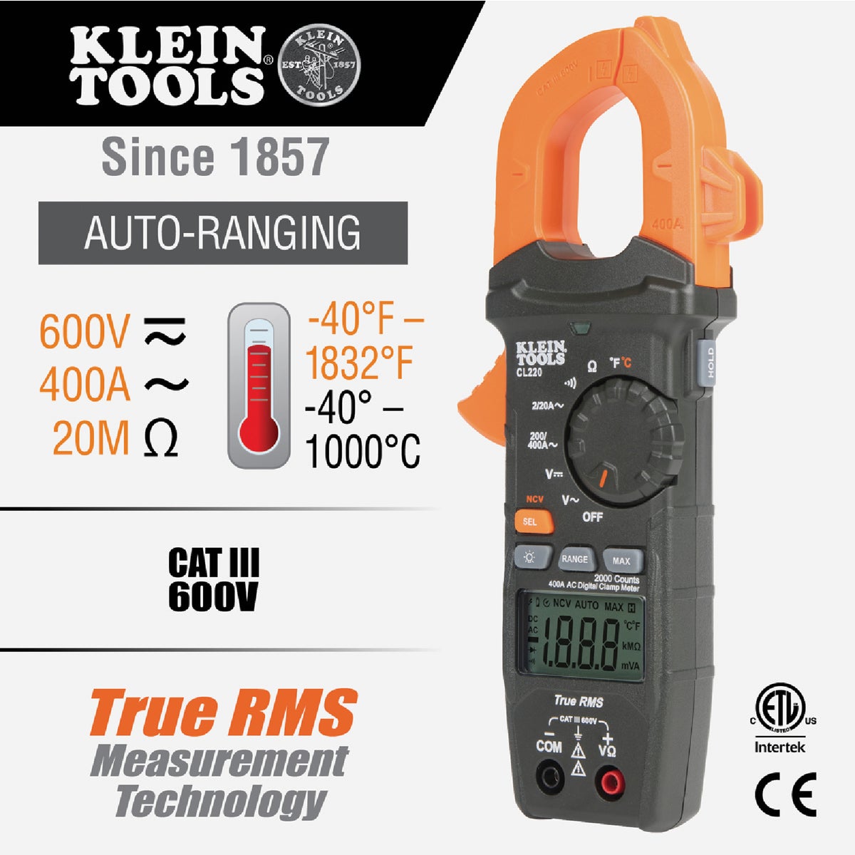 Klein 600V AC/DC Digital Clamp Meter Image 2