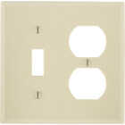 Leviton 2-Gang Plastic Single Toggle/Duplex Outlet Wall Plate, Ivory Image 1