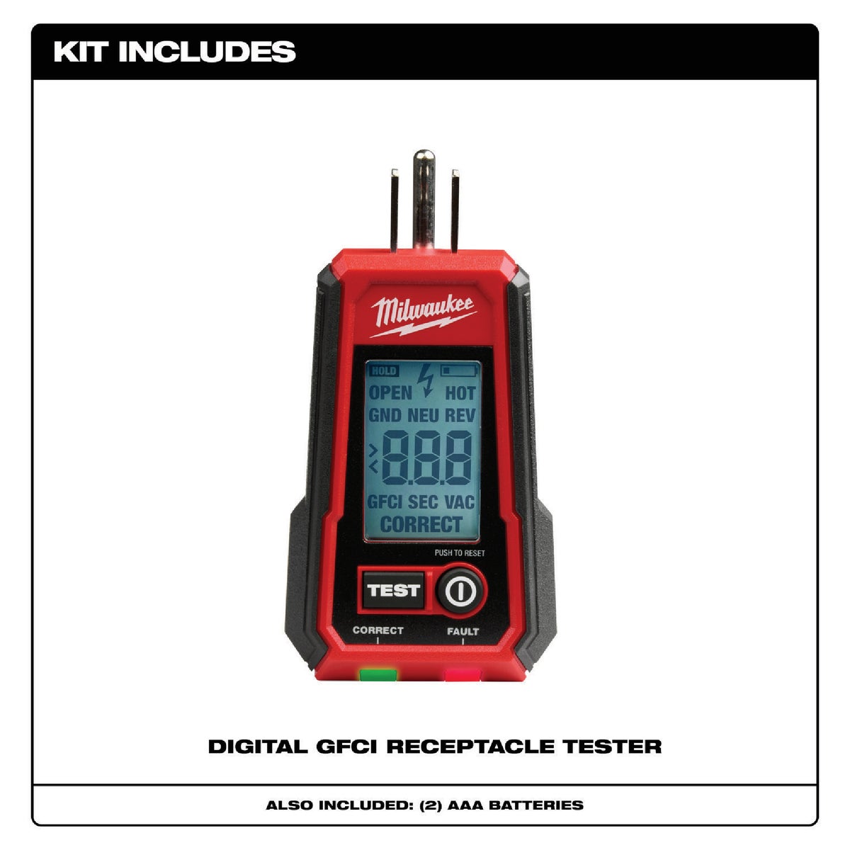 Milwaukee Digital GFCI Receptacle Tester Image 3