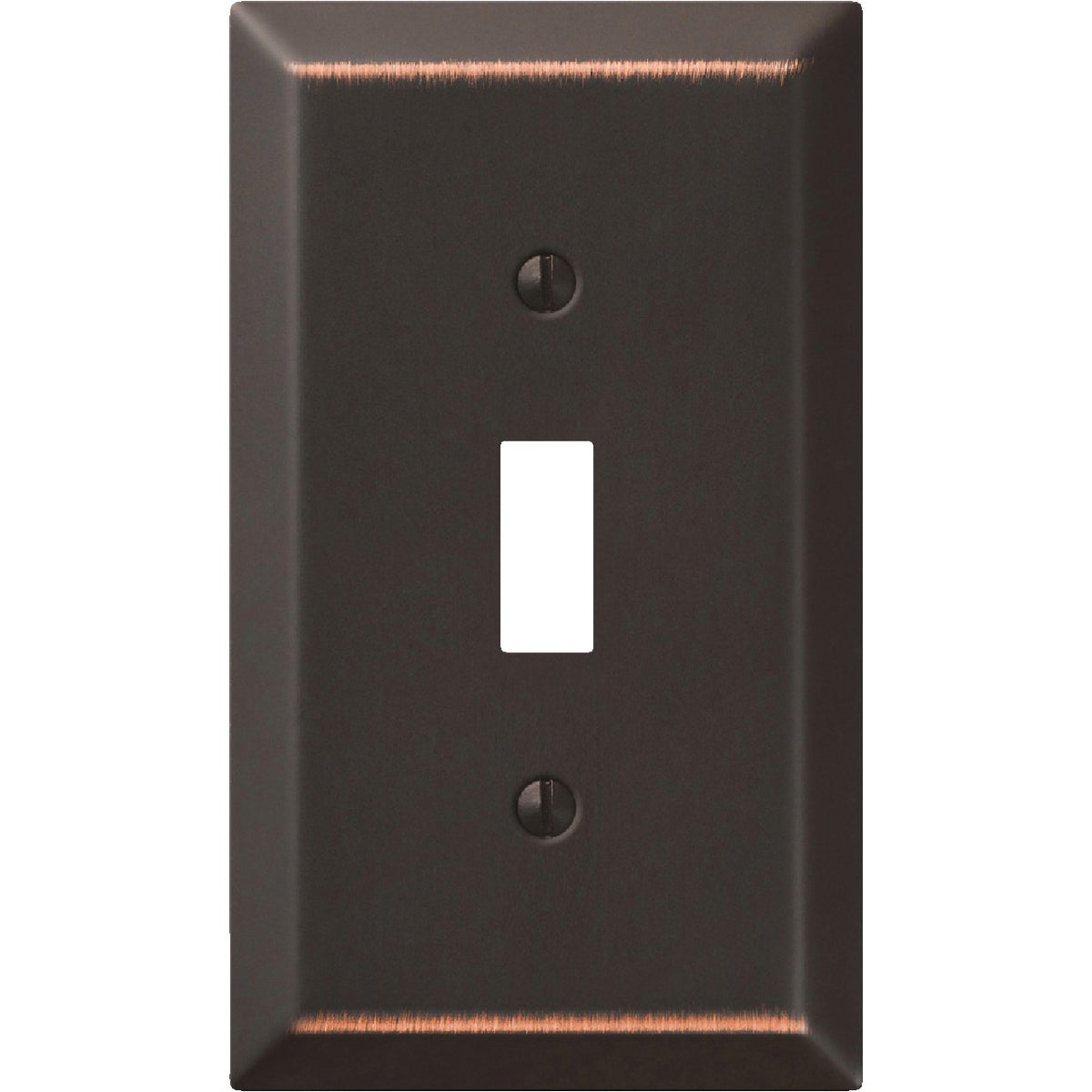 Amerelle 1-Gang Stamped Steel Toggle Switch Wall Plate, Aged Bronze Image 1