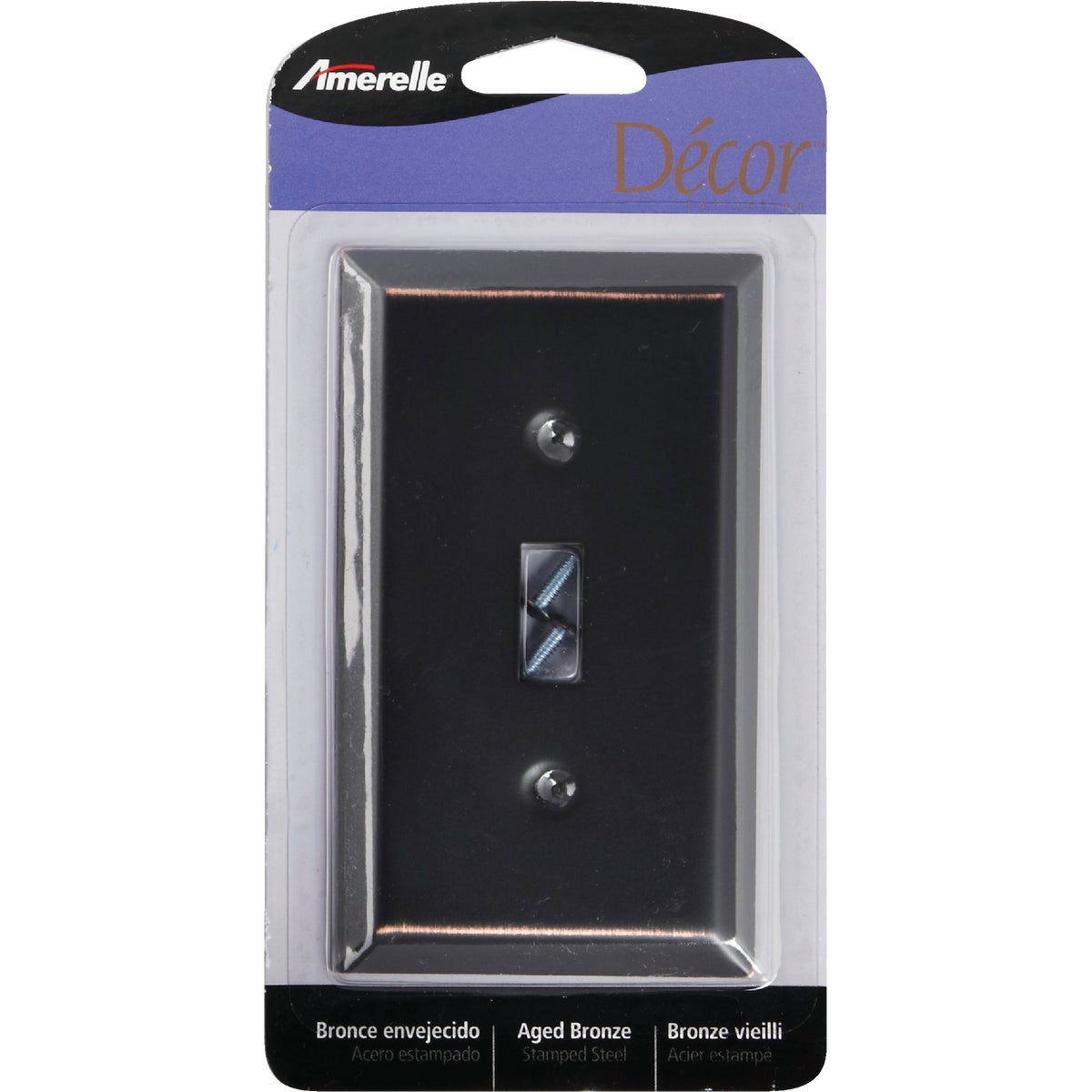 Amerelle 1-Gang Stamped Steel Toggle Switch Wall Plate, Aged Bronze Image 2