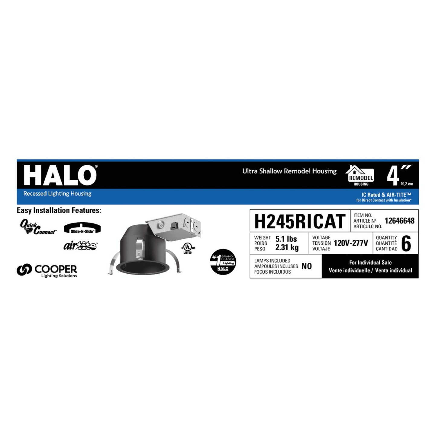 Halo 4 in. Remodel IC Rated LED Recessed Light Fixture Image 2