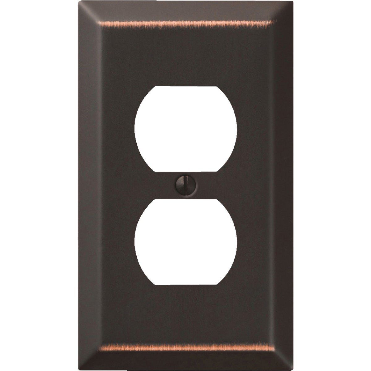 Amerelle 1-Gang Stamped Steel Outlet Wall Plate, Aged Bronze Image 1