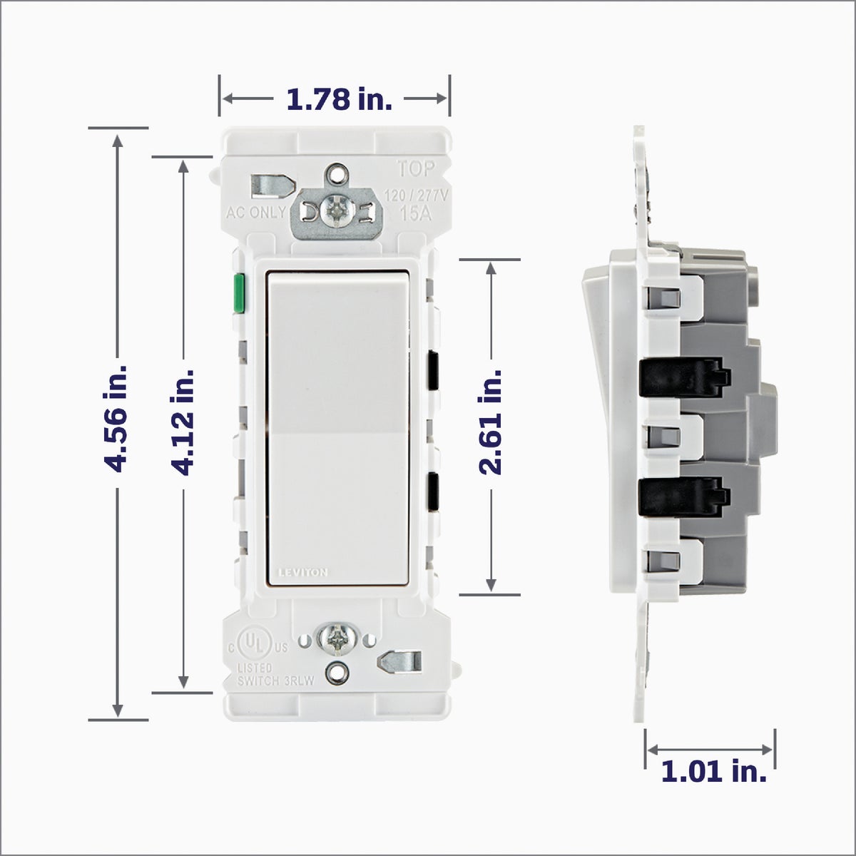 Leviton Decora Lever Edge Residential Grade 15A Rocker Single Pole Switch, White (10-Pack) Image 5