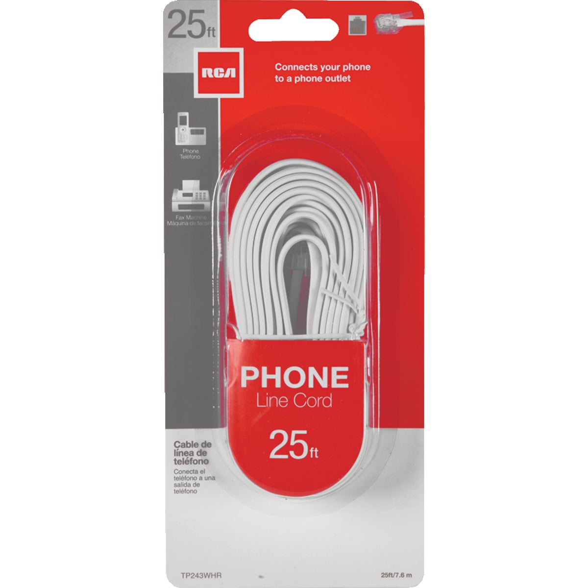 RCA 25 Ft. White Phone Cord
