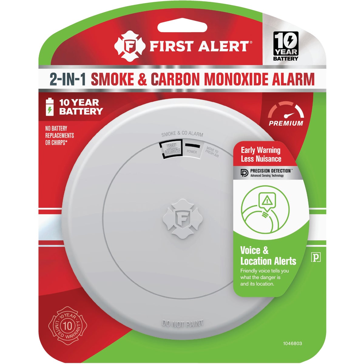 First Alert SMCO210V 2-In-1 10-Year Battery Photoelectric Smoke & Carbon Monoxide Alarm with Voice Alerts