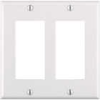 Leviton Decora 2-Gang Antimicrobial Treated Outlet Wall Plate, White Image 1