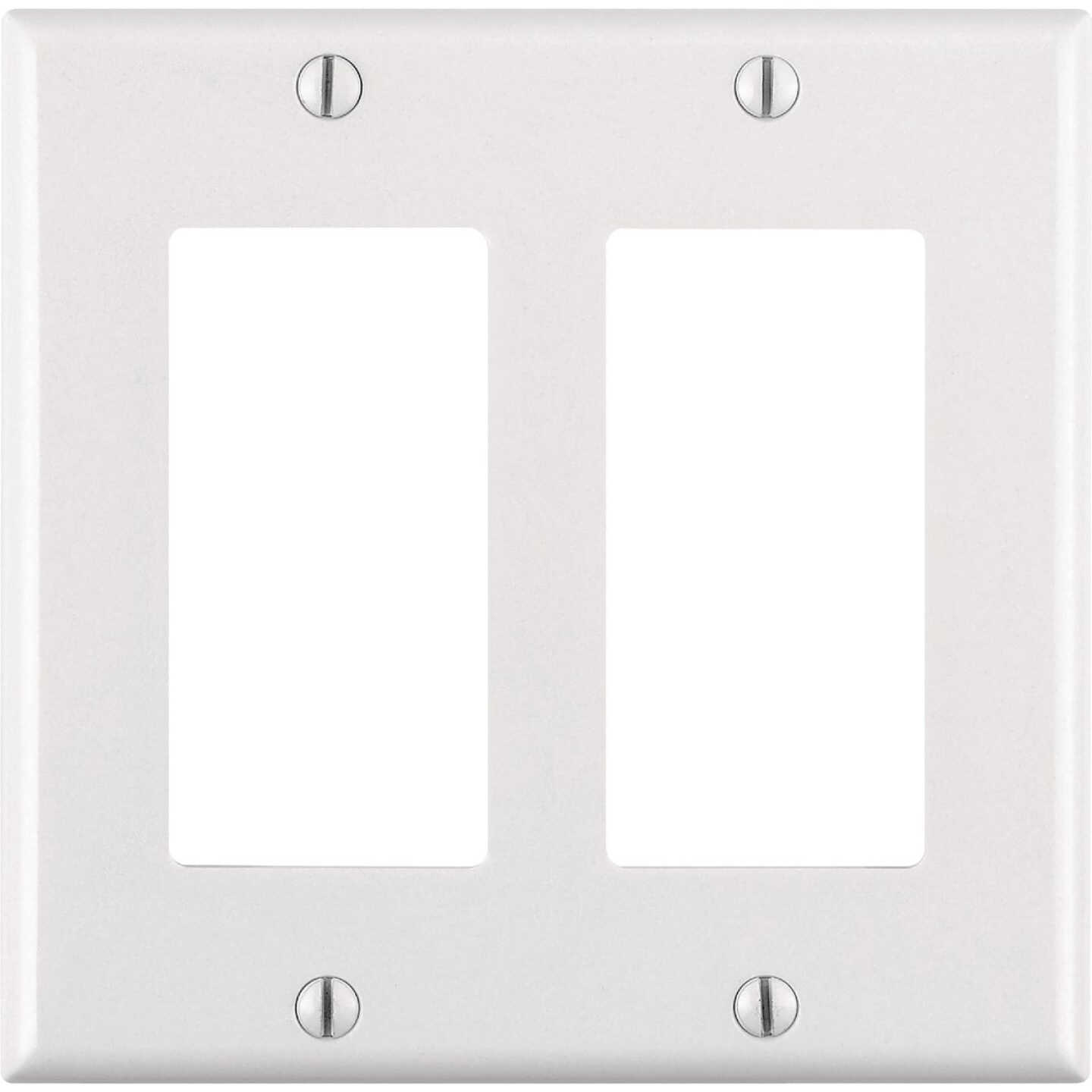 Leviton Decora 2-Gang Antimicrobial Treated Outlet Wall Plate, White Image 1