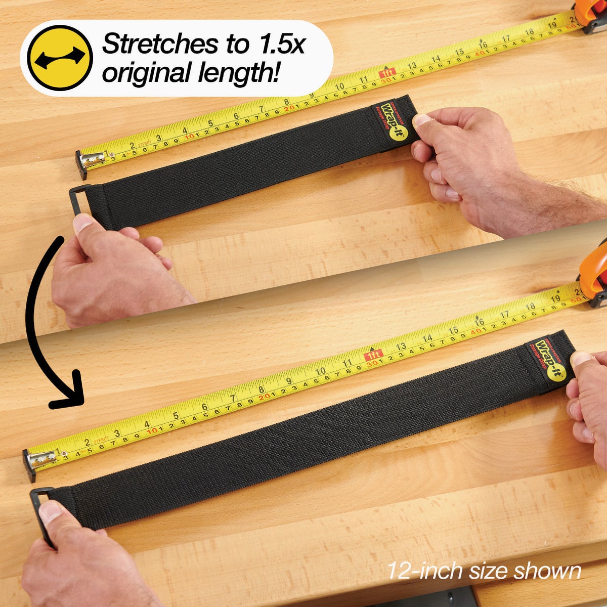Wrap-It Storage Super-Stretch 12 In. x 2 In. Elastic Hook & Loop Cinch Straps (4-Pack) Image 5