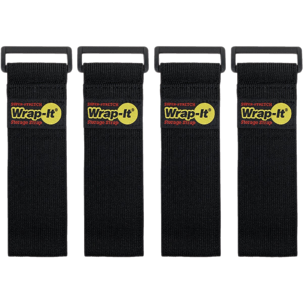 Wrap-It Storage Super-Stretch 12 In. x 2 In. Elastic Hook & Loop Cinch Straps (4-Pack)