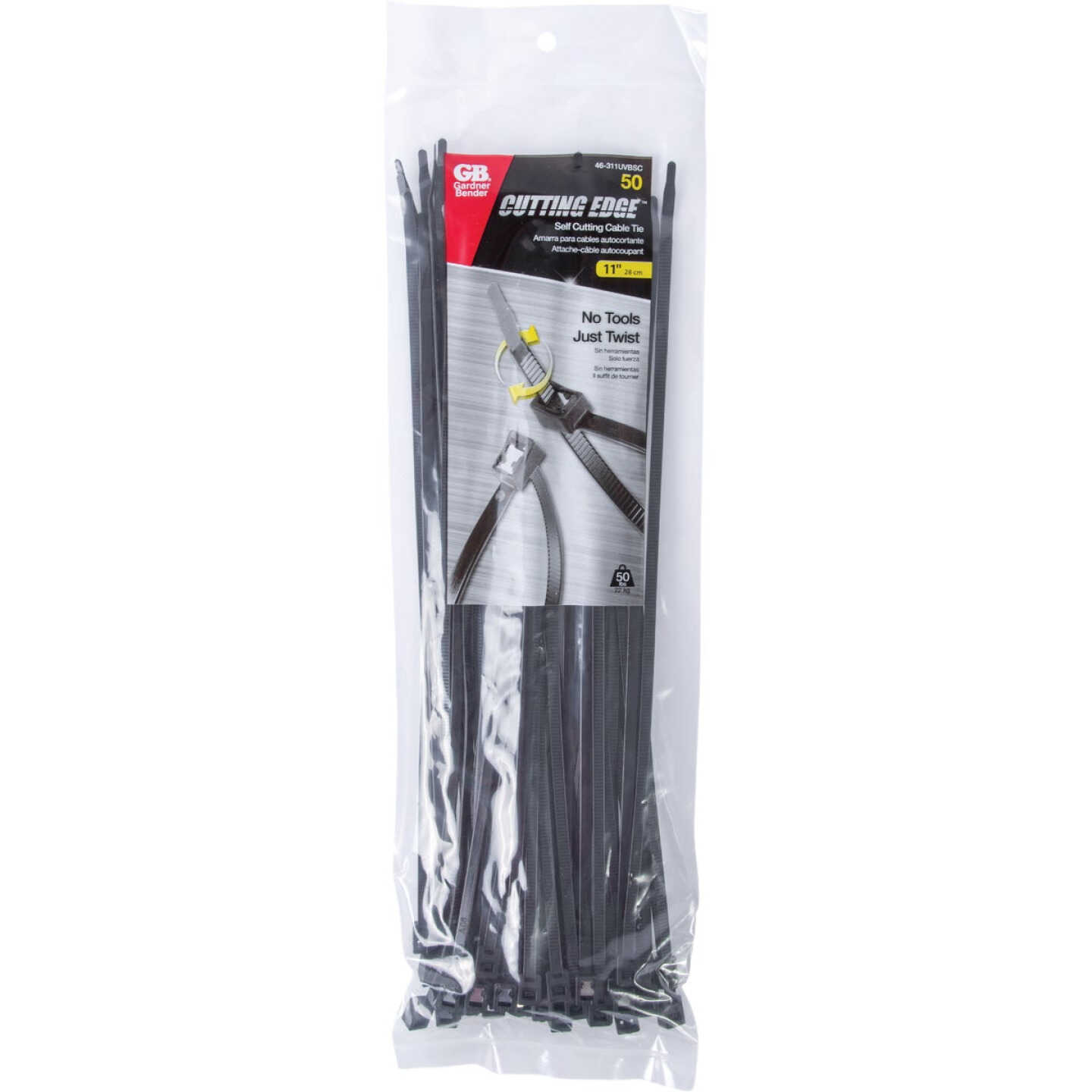 Gardner Bender Cutting Edge 11 In. x 0.169 In. Black Nylon Self-Cutting Cable Tie (50-Pack) Image 1