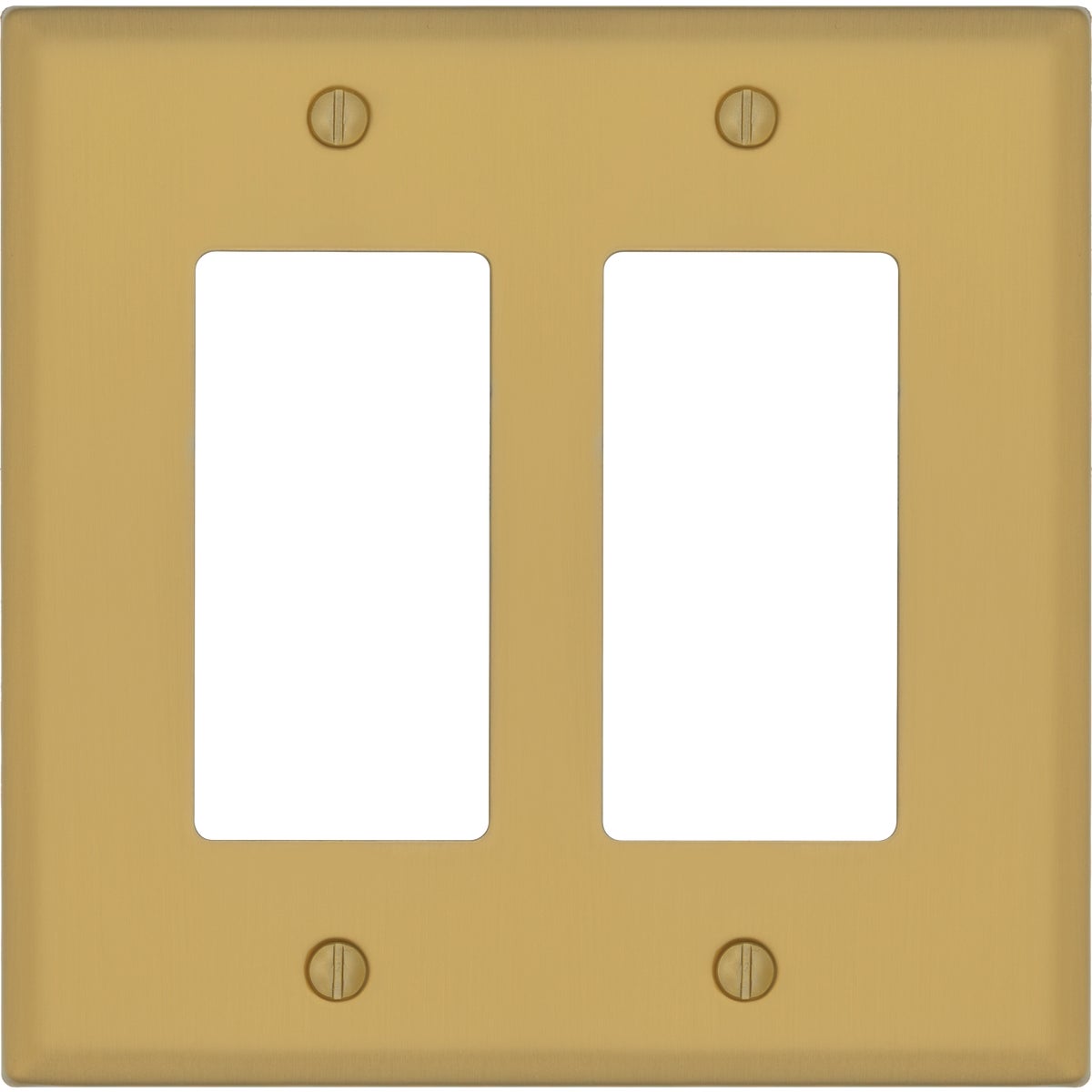 Amerelle Oxford 2-Gang Brushed Gold Steel Wall Plate Image 1