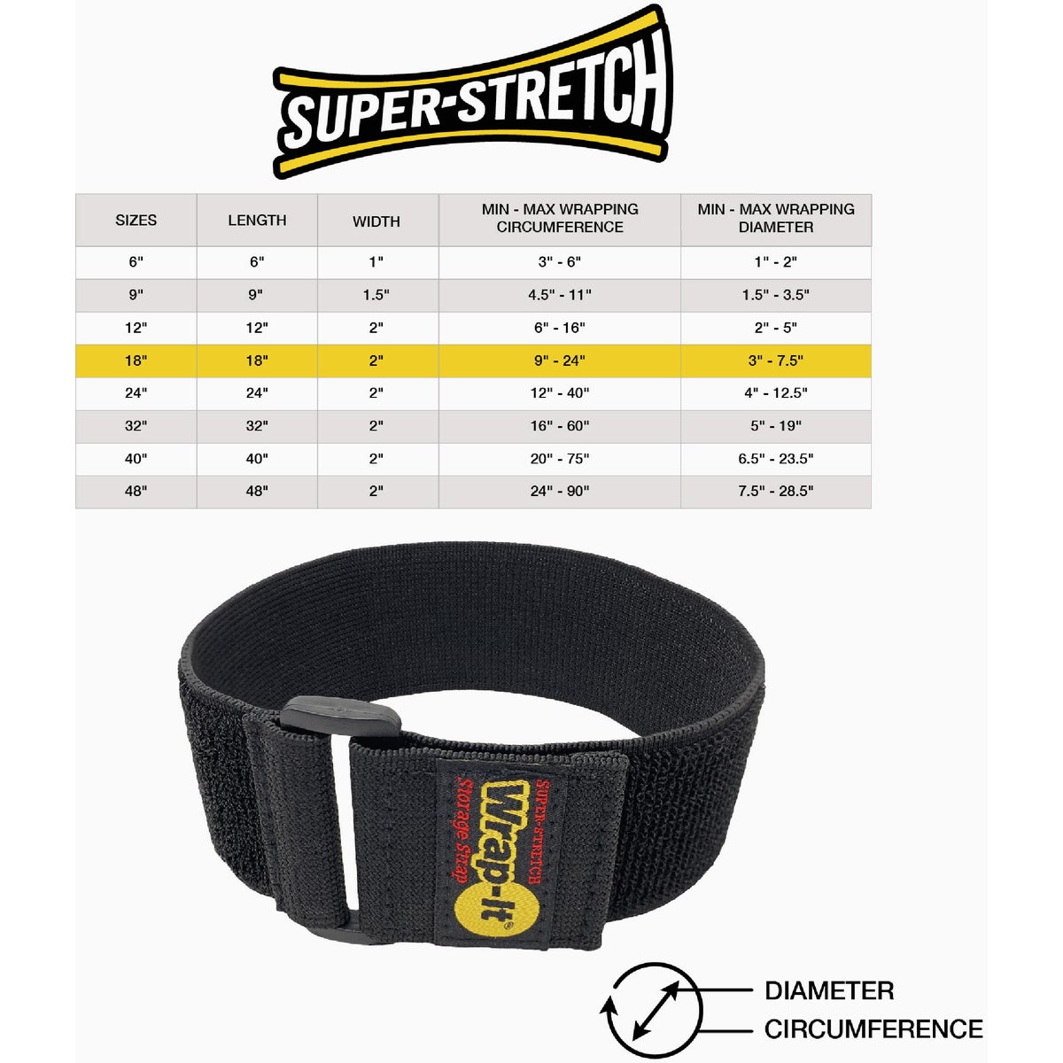 Wrap-It Storage Super-Stretch 18 In. x 2 In. Elastic Hook & Loop Cinch Straps (3-Pack) Image 6