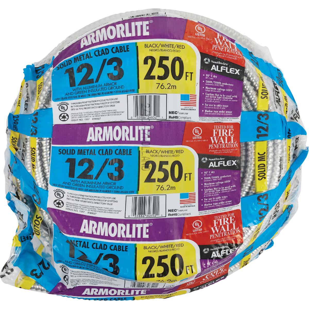 Southwire 250 Ft. 12/3 MC Armored Cable Electrical Wire Image 2