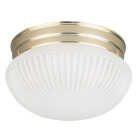 Canarm 9-1/2 In. Polished Brass Incandescent Flush Mount Ceiling Light Fixture Image 1