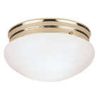 Canarm 7-1/2 In. Polished Brass Incandescent Flush Mount Ceiling Light Fixture Image 1