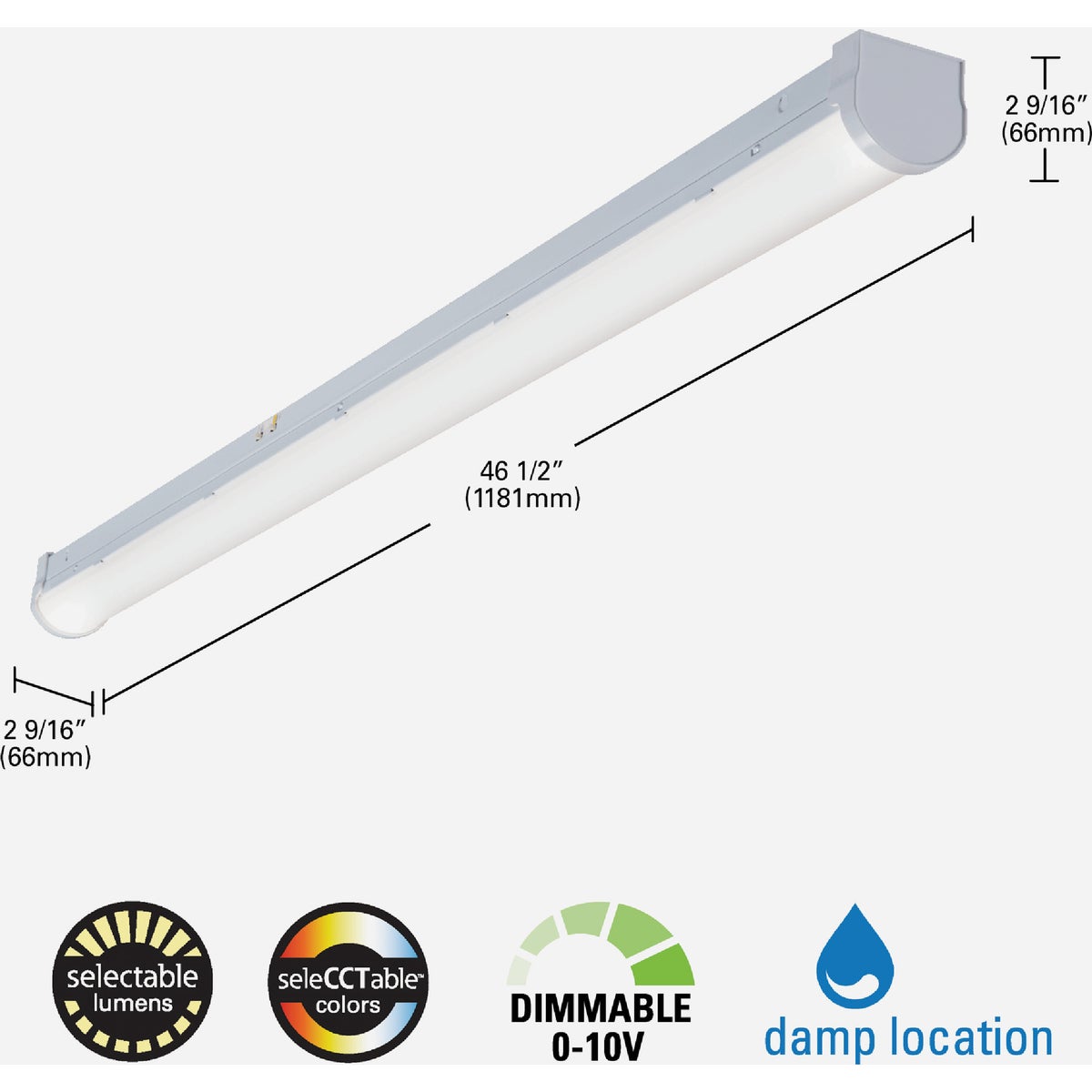 Metalux 4 Ft. LED CCT Lumen Selectable Strip Light Ceiling Fixture Image 5