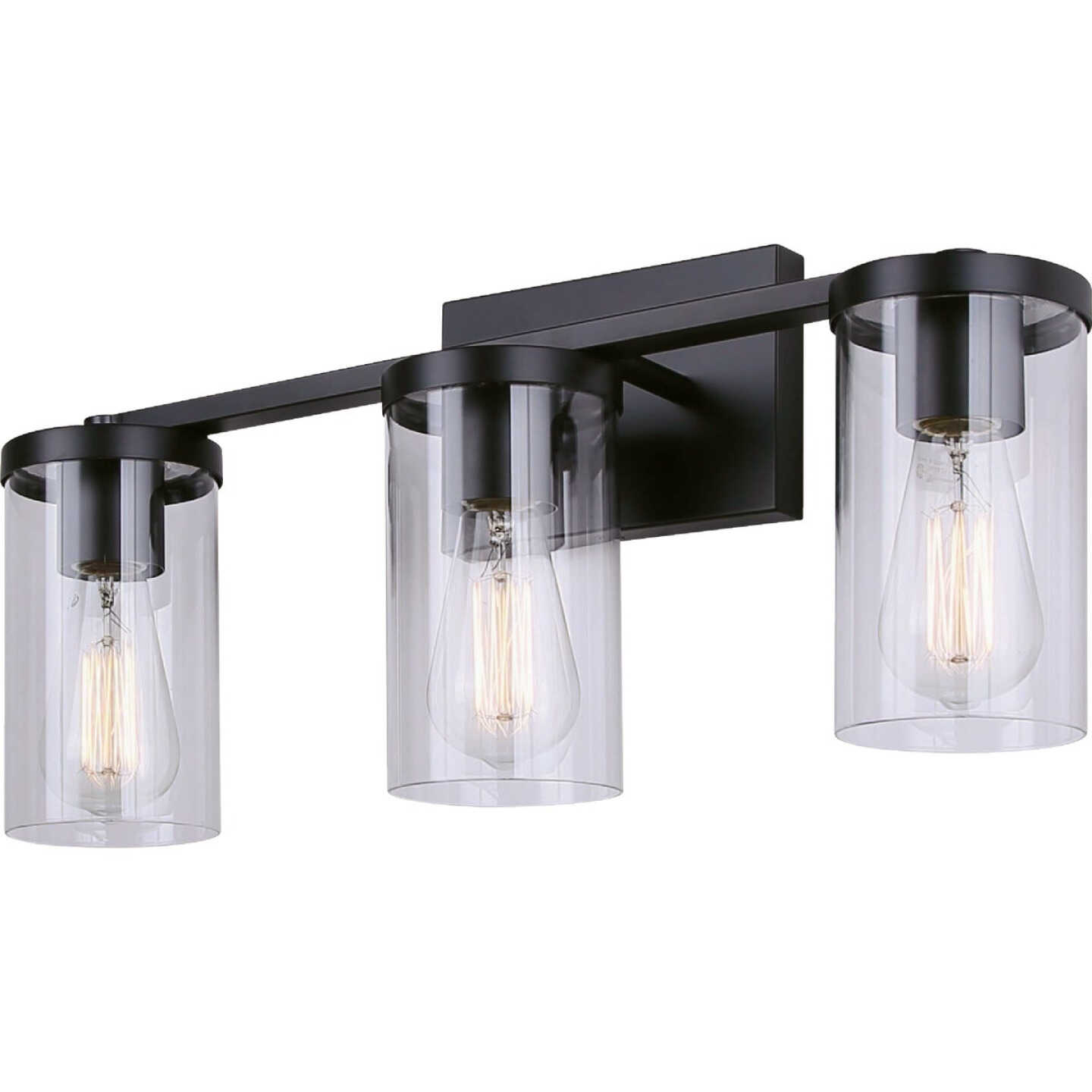 Canarm Britton 3-Light Black Vanity Bath Light Fixture, Clear Glass Image 1