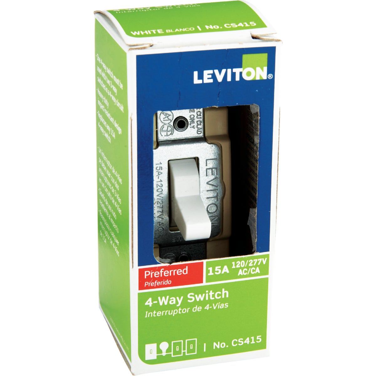 Leviton Commercial 15A White Grounded Quiet 4-Way Switch Image 2