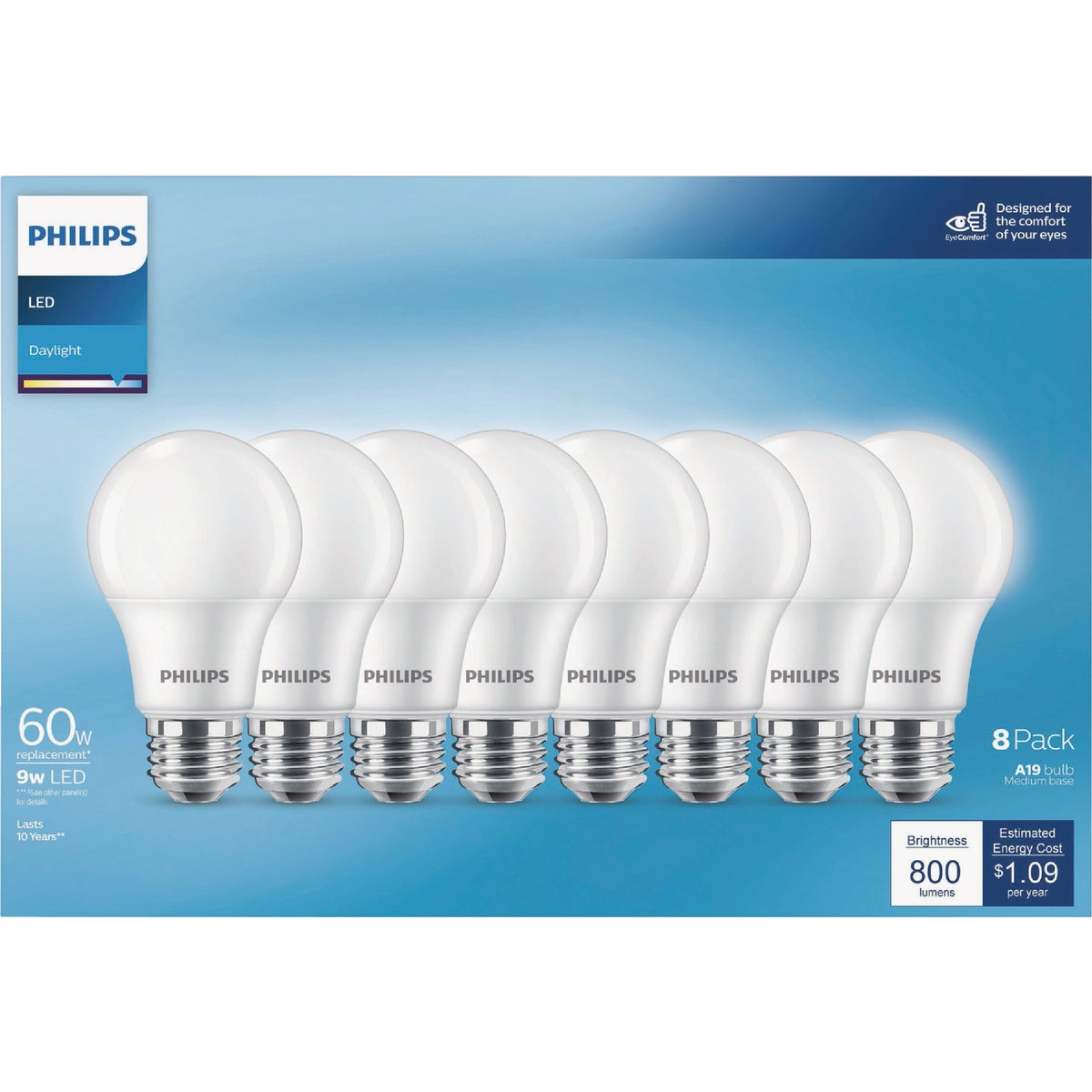 Philips 60W Equivalent Daylight A19 Medium LED Light Bulb (8-Pack) Image 2