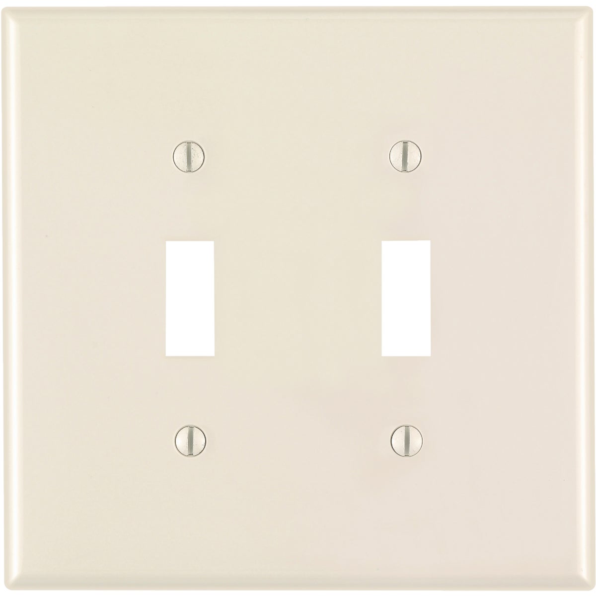 Leviton 2-Gang Thermoplastic Nylon Mid-Way Toggle Switch Wall Plate, Light Almond