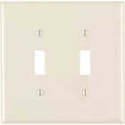 Leviton 2-Gang Thermoplastic Nylon Mid-Way Toggle Switch Wall Plate, Light Almond Image 1