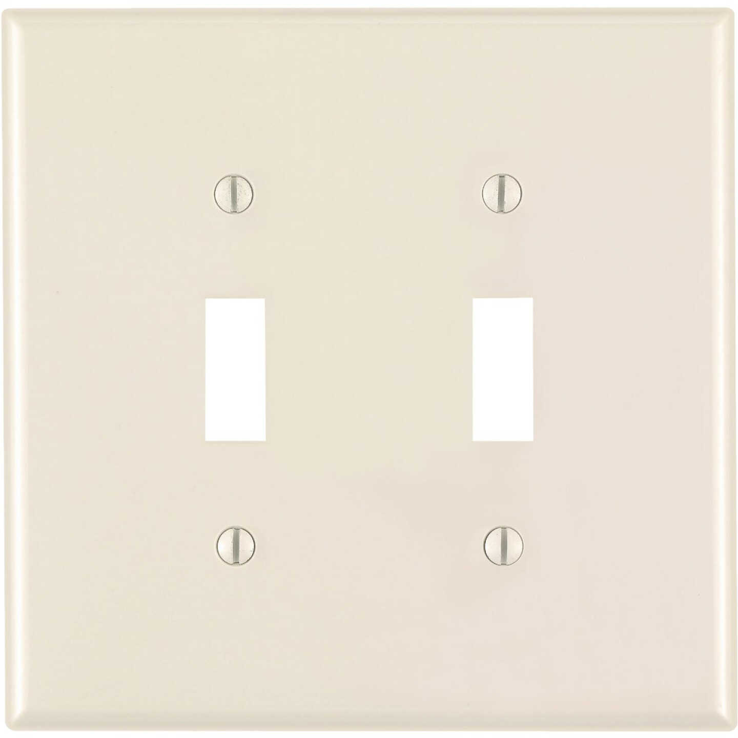 Leviton 2-Gang Thermoplastic Nylon Mid-Way Toggle Switch Wall Plate, Light Almond Image 1