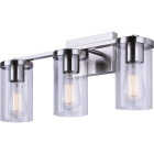 Canarm Britton 3-Light Brushed Nickel Vanity Bath Light Fixture, Clear Glass Image 1