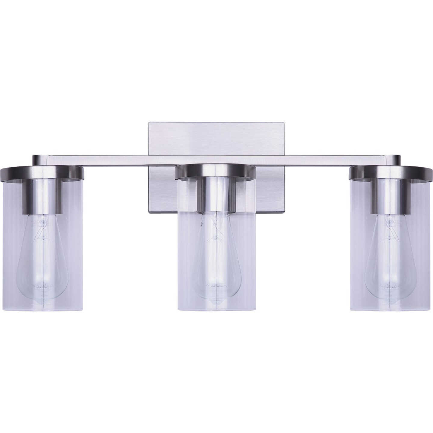 Canarm Britton 3-Light Brushed Nickel Vanity Bath Light Fixture, Clear Glass Image 6