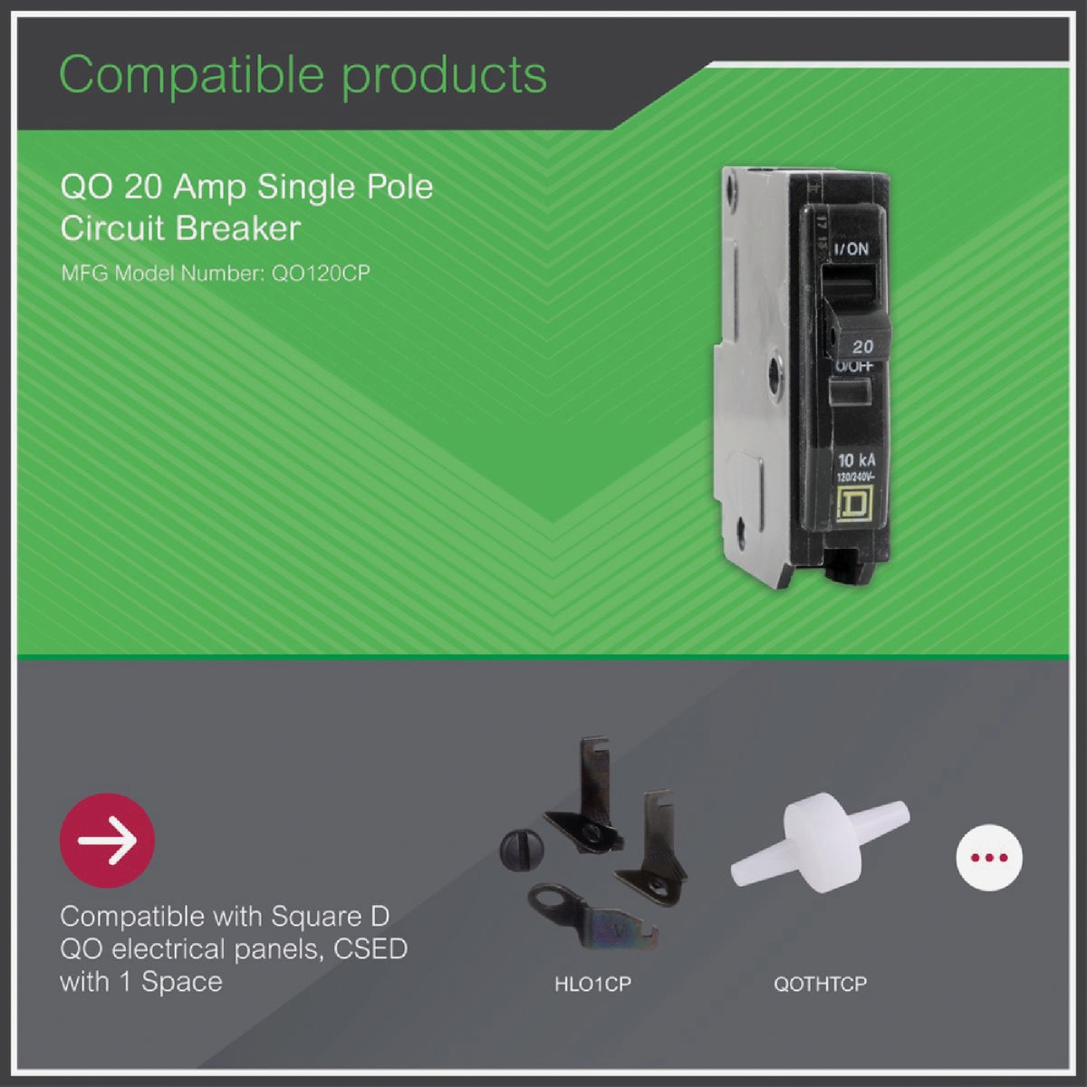 Square D QO 20A Single-Pole Standard Trip Circuit Breaker Image 4