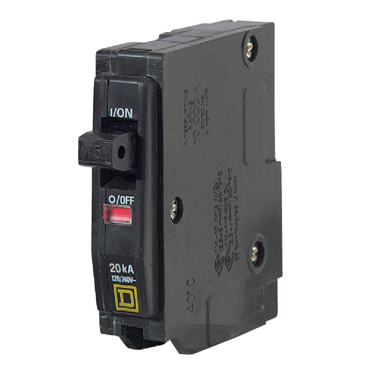 Square D QO 20A Single-Pole Standard Trip Circuit Breaker Image 1