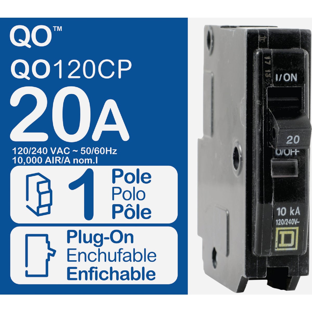 Square D QO 20A Single-Pole Standard Trip Circuit Breaker Image 2