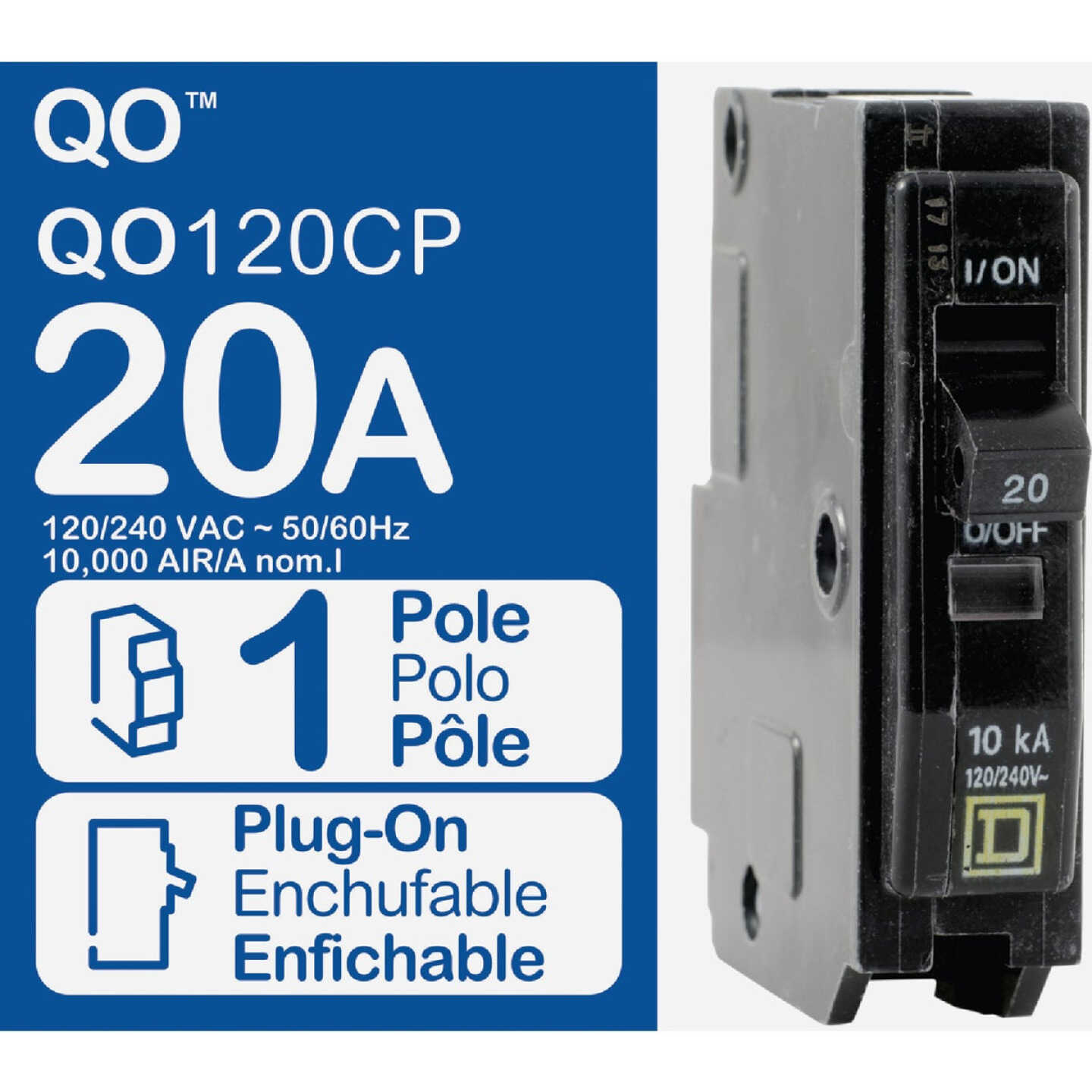Square D QO 20A Single-Pole Standard Trip Circuit Breaker Image 2