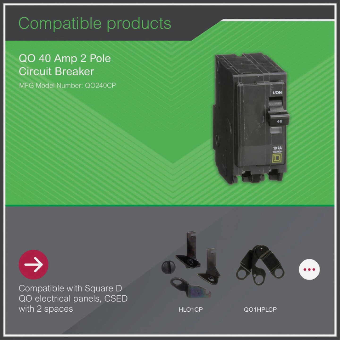 Square D QO 40A Double-Pole Standard Trip Circuit Breaker Image 4