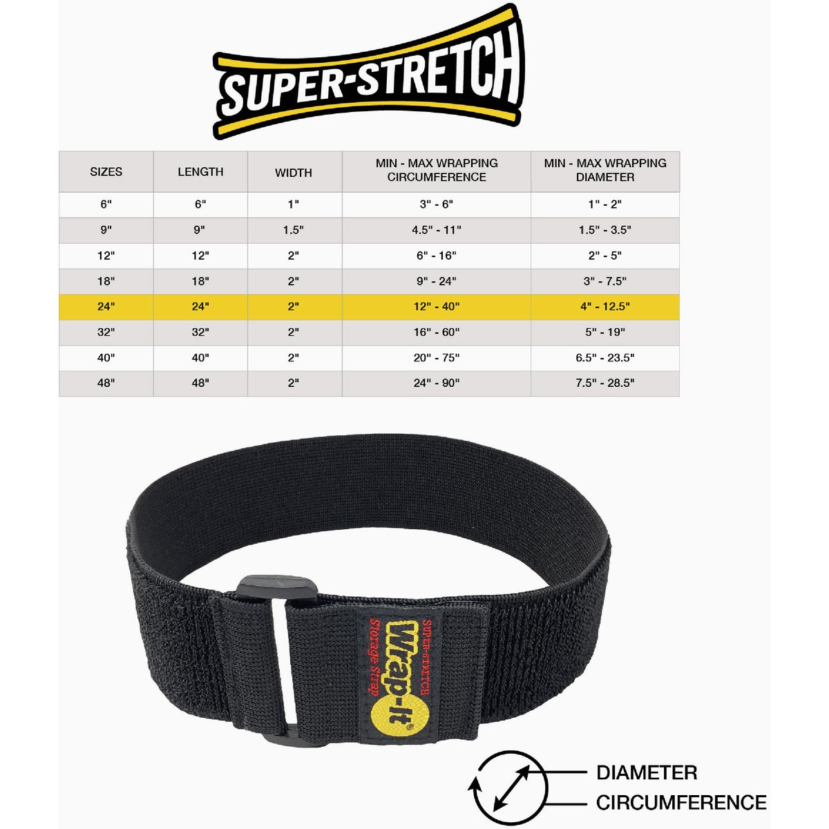 Wrap-It Storage Super-Stretch 24 In. x 2 In. Elastic Hook & Loop Cinch Straps (2-Pack) Image 6